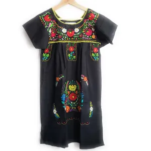 Peasant Hand Embroidered Floral Mexican Dress
