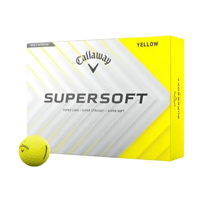 Pelotas de golf Callaway 2025 Supersoft amarillas (paquete de 12)