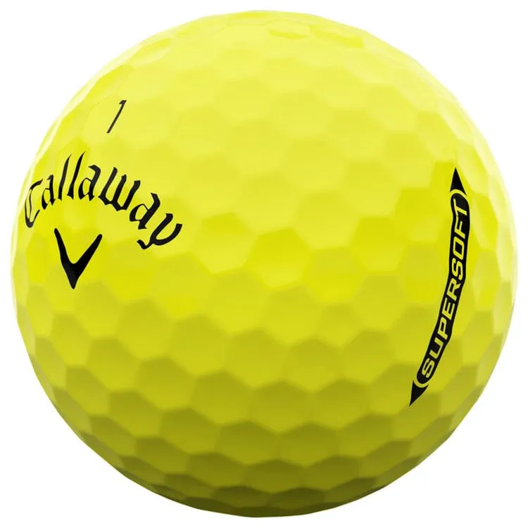 Pelotas de golf Callaway 2025 Supersoft amarillas (paquete de 12)