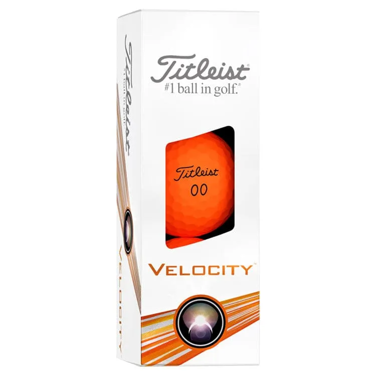 Pelotas de golf Titleist Velocity naranja mate, paquete de 12