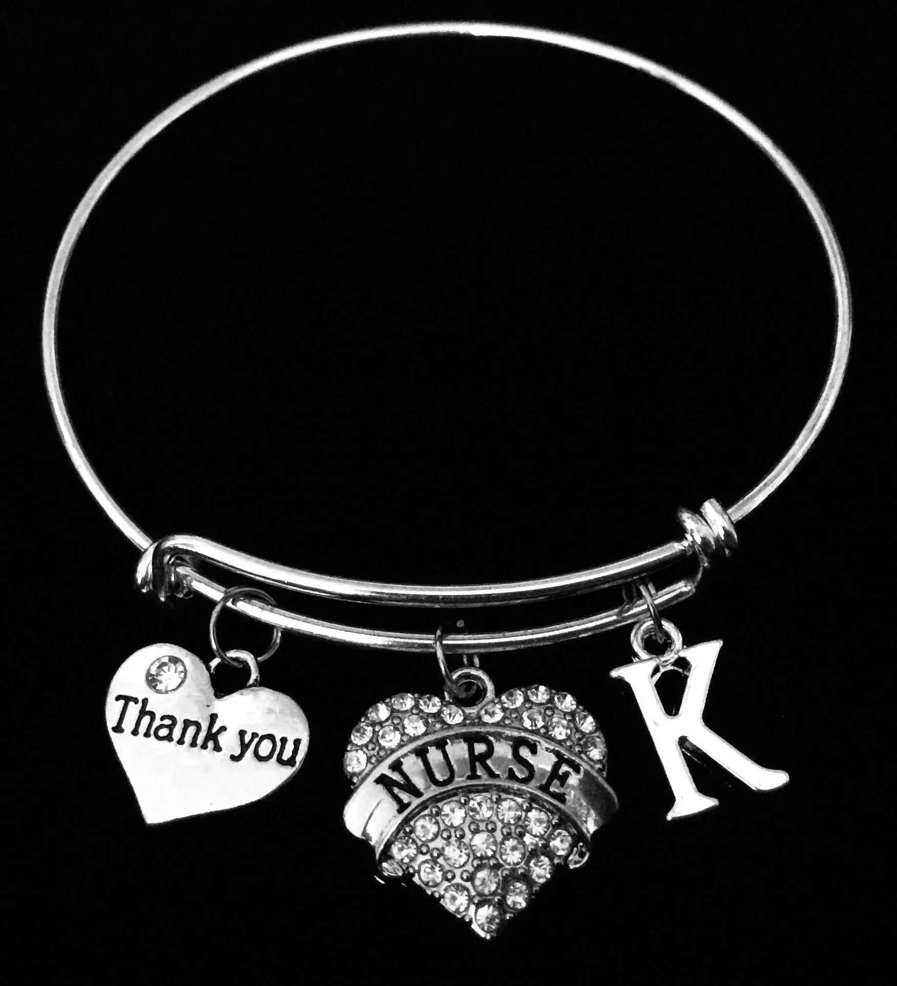 Personalized Nurses Gift Expandable Charm Bracelet One Size Fits All Thank you Nurse Appreciation Gift Initial Charm
