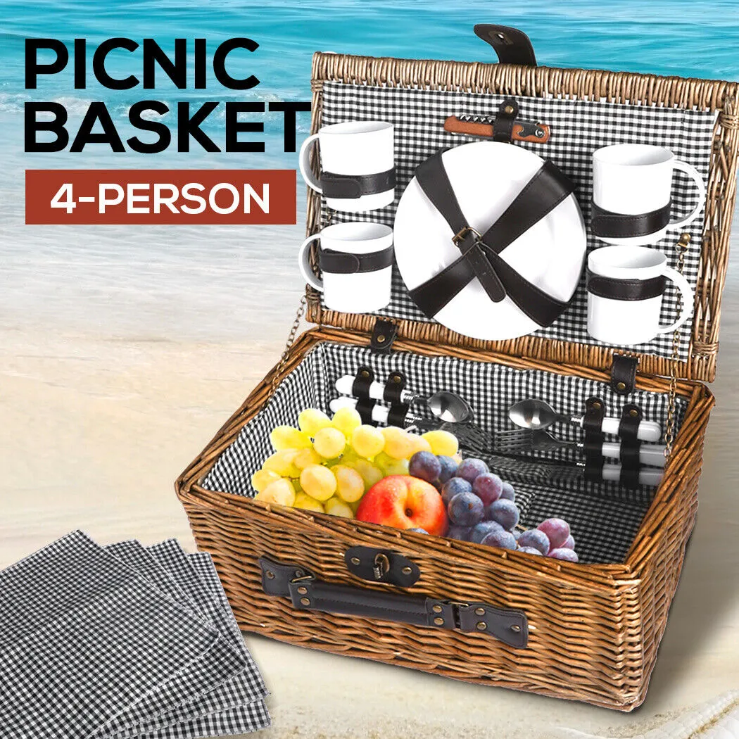 Picnic Basket Willow 4 Person Design D