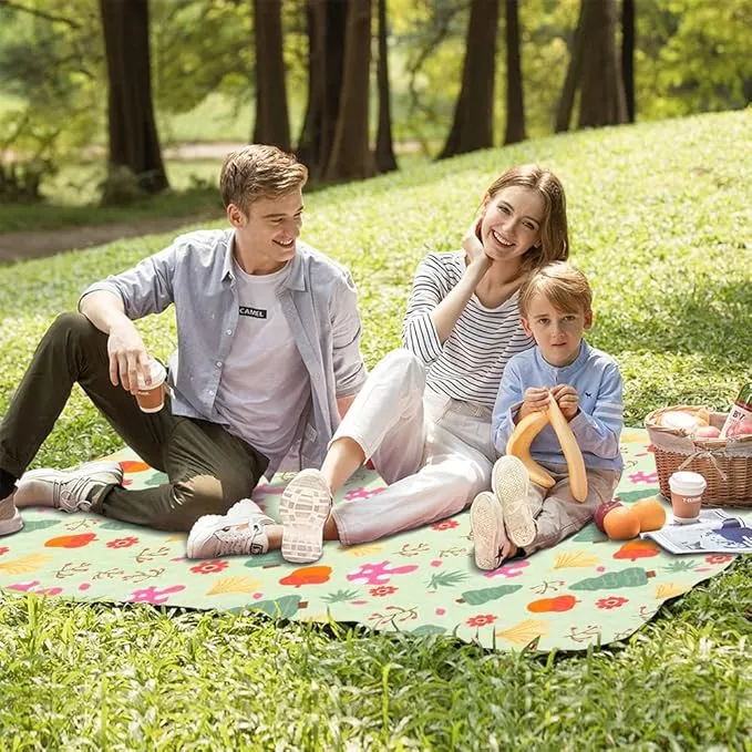 Picnic Blanket, Outside Baby Blanket, 3-Layer Picnic Mat for Camping, 59"x79" Extra Large Waterproof Sand Proof Camping Blanket, Lightweight Folding Portable Travel Blanket Wipable