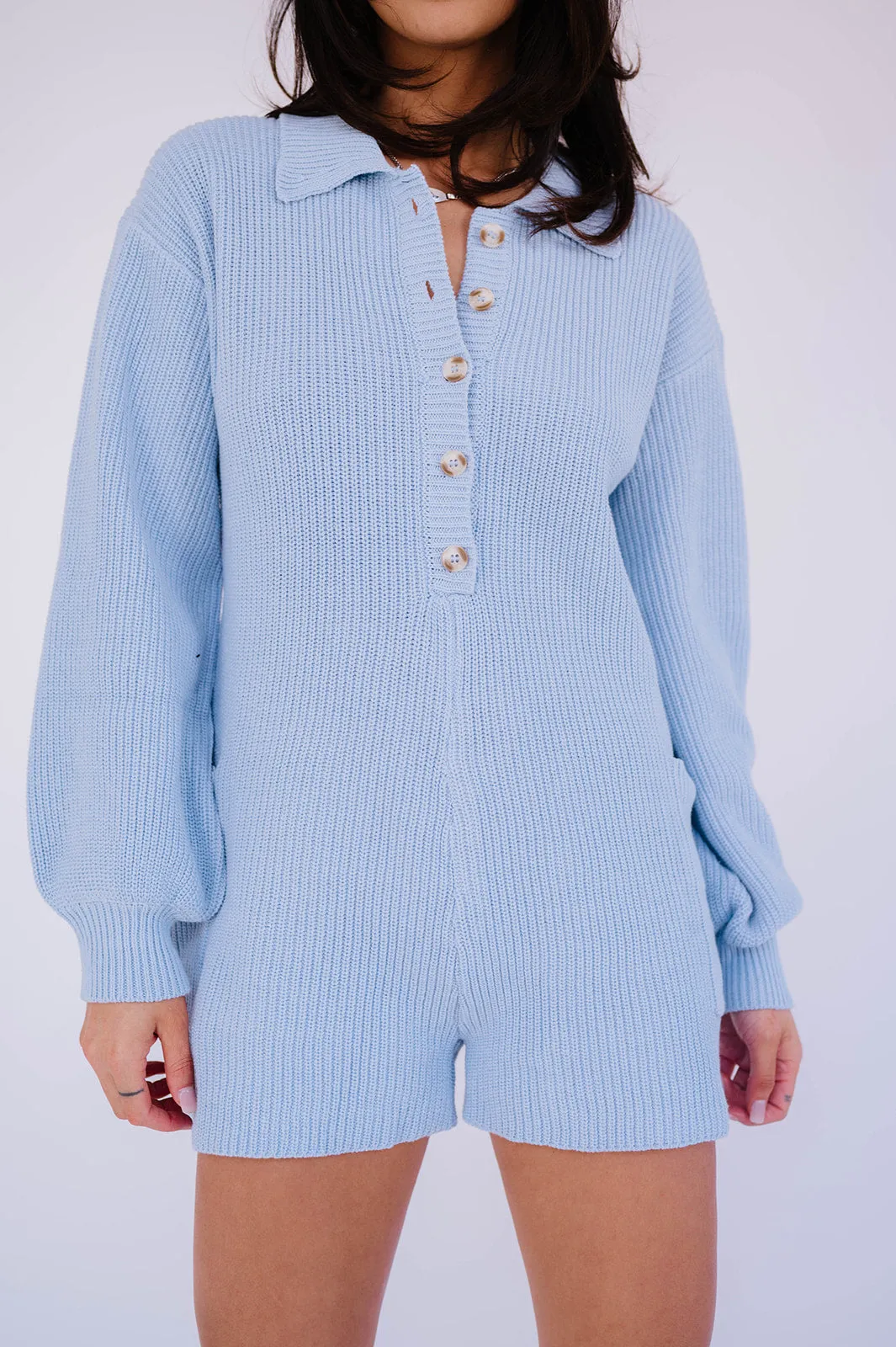 Picnic Date Knit Romper// Sky *RESTOCKED*