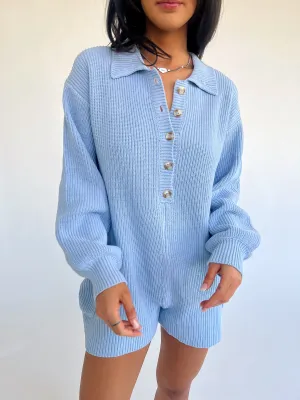 Picnic Date Knit Romper// Sky *RESTOCKED*