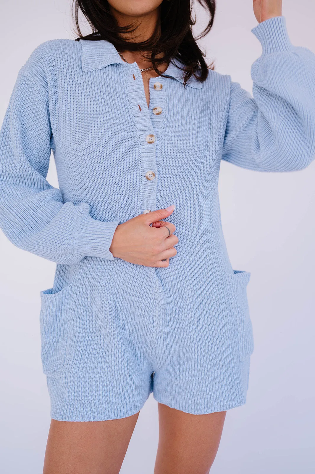 Picnic Date Knit Romper// Sky *RESTOCKED*