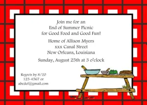 PICNIC TABLE CUSTOM INVITATION