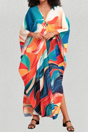 Print Plus Size Swim Caftan Cover Up