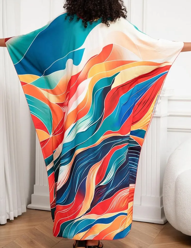 Print Plus Size Swim Caftan Cover Up
