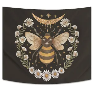 Psychedelic Bee Tapestry Wall Hanging Moon Wall Tapestry Wall Carpet Psychedelic Women Aesthetic Wall Cloth Tapestries