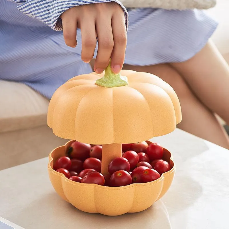 Pumpkin Creative Simple Modern Home Living Room Coffee Table Net Red Large Capacity Candy Box Multi-layer Melon Seed Tray