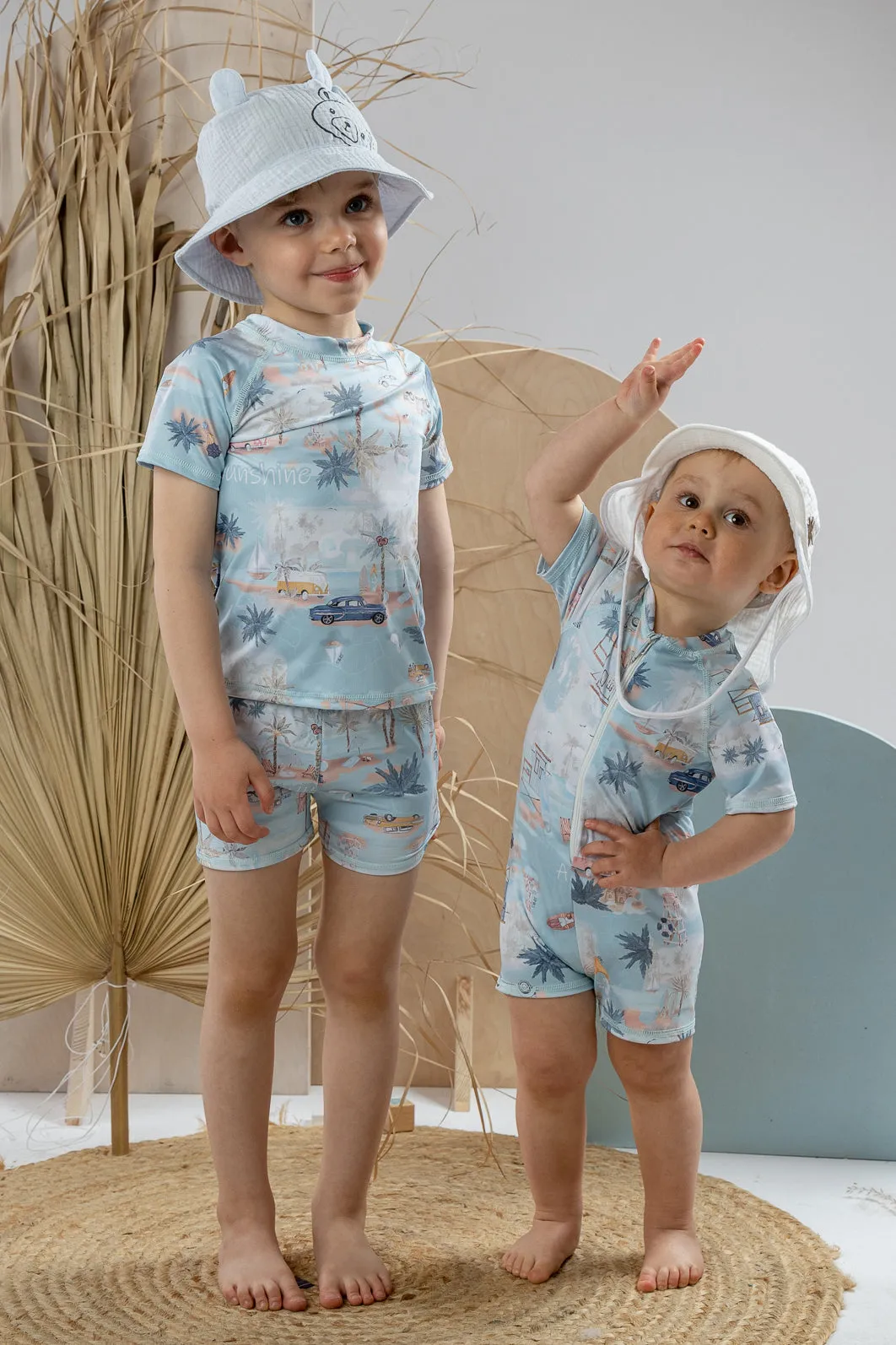 "Hawkins" Mint Beach Print Swimsuit