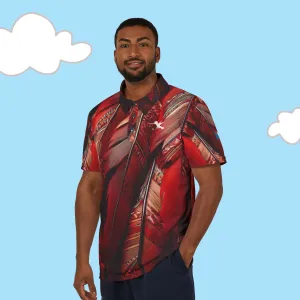 Red Tribal Feathers Golf Polo Shirt