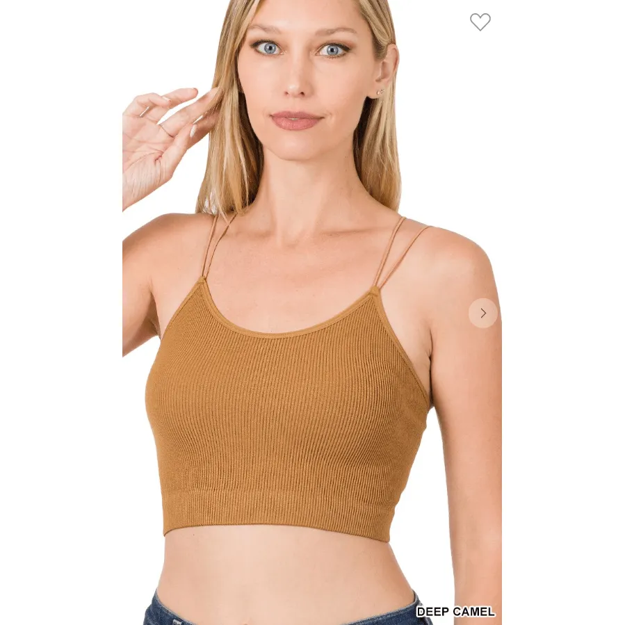 Ribbed seamless double strap brami
