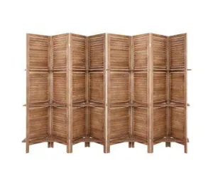 Room Divider Screen 8 Panel Privacy Dividers Shelf Wooden Timber Stand