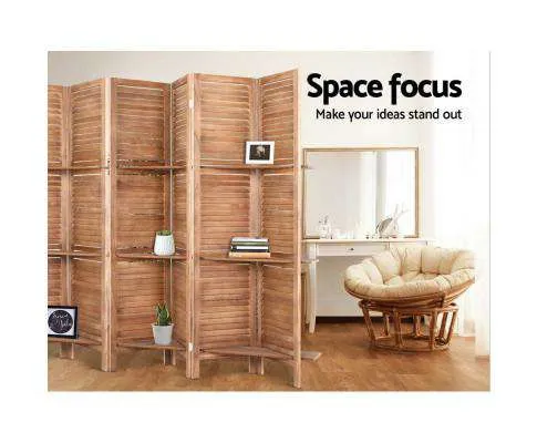 Room Divider Screen 8 Panel Privacy Dividers Shelf Wooden Timber Stand