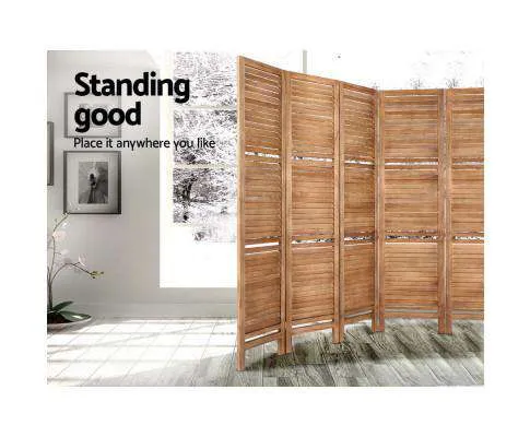 Room Divider Screen 8 Panel Privacy Dividers Shelf Wooden Timber Stand
