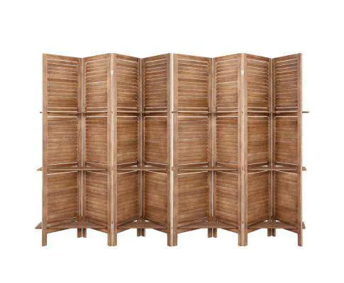 Room Divider Screen 8 Panel Privacy Dividers Shelf Wooden Timber Stand