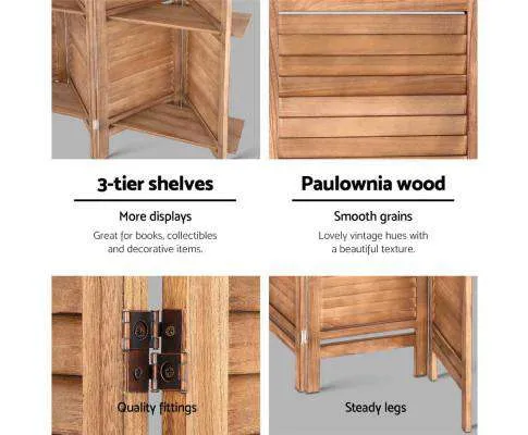 Room Divider Screen 8 Panel Privacy Dividers Shelf Wooden Timber Stand