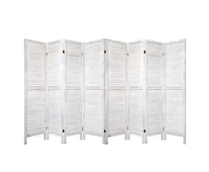Room Divider Screen 8 Panel Privacy Wood Dividers Stand Bed Timber - White