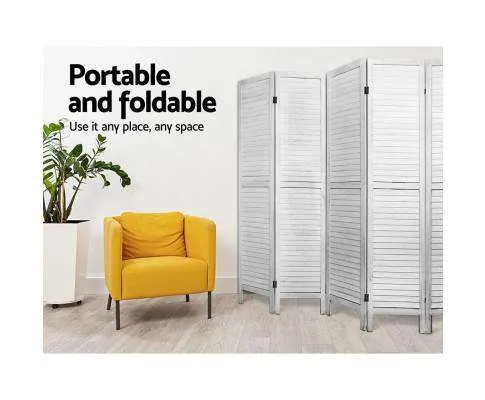 Room Divider Screen 8 Panel Privacy Wood Dividers Stand Bed Timber - White