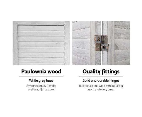 Room Divider Screen 8 Panel Privacy Wood Dividers Stand Bed Timber - White