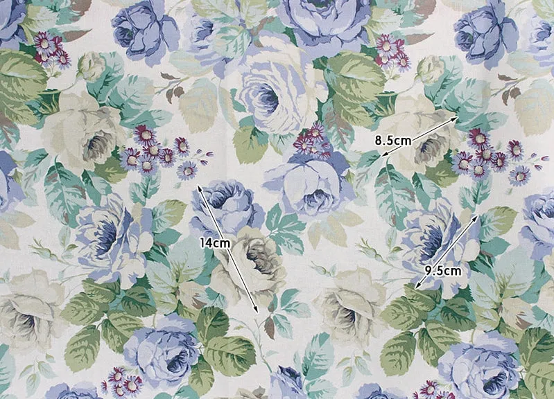 Rose Flowers Matte Laminated Cotton Linen Fabric By the Yard /56423