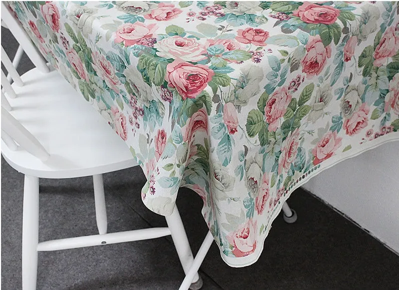 Rose Flowers Matte Laminated Cotton Linen Fabric By the Yard /56423