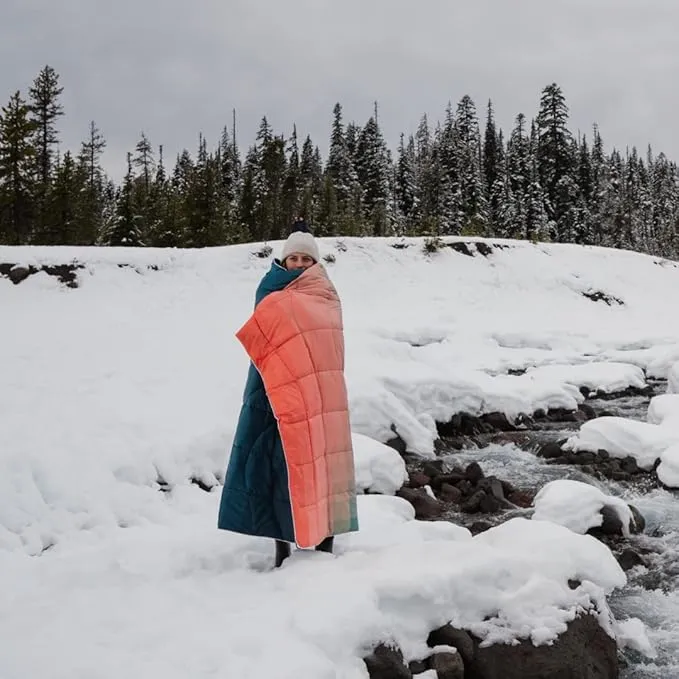 Rumpl The NanoLoft Puffy Blanket | Indoor Outdoor Camping Blanket for Traveling, Picnics, Beach Trips, Concerts | 52" x 75" | Patina Pixel Fade, 1-Person