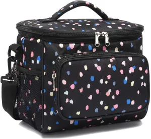 Rynx | Flowfly Insulated Reusable Lunch Bag Adult Large Lunch Box For Women And Men With Adjustable Shoulder Strap, Front Zipper Pocket And Double Large Mesh Pockets, Flower