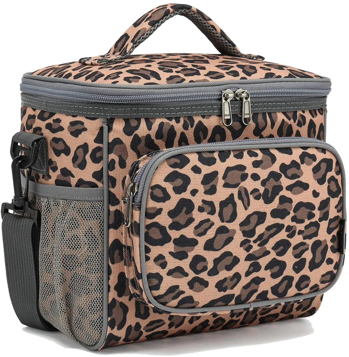 Rynx | Flowfly Insulated Reusable Lunch Bag Adult Large Lunch Box For Women And Men With Adjustable Shoulder Strap Front Zipper Pocket And Double Large Mesh Pockets On The Side, Heart