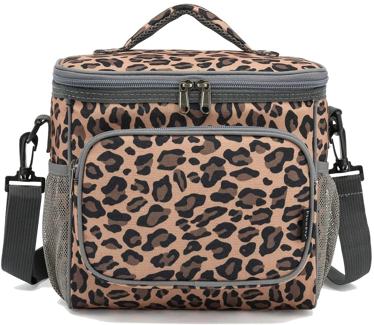 Rynx | Flowfly Insulated Reusable Lunch Bag Adult Large Lunch Box For Women And Men With Adjustable Shoulder Strap Front Zipper Pocket And Double Large Mesh Pockets On The Side, Heart