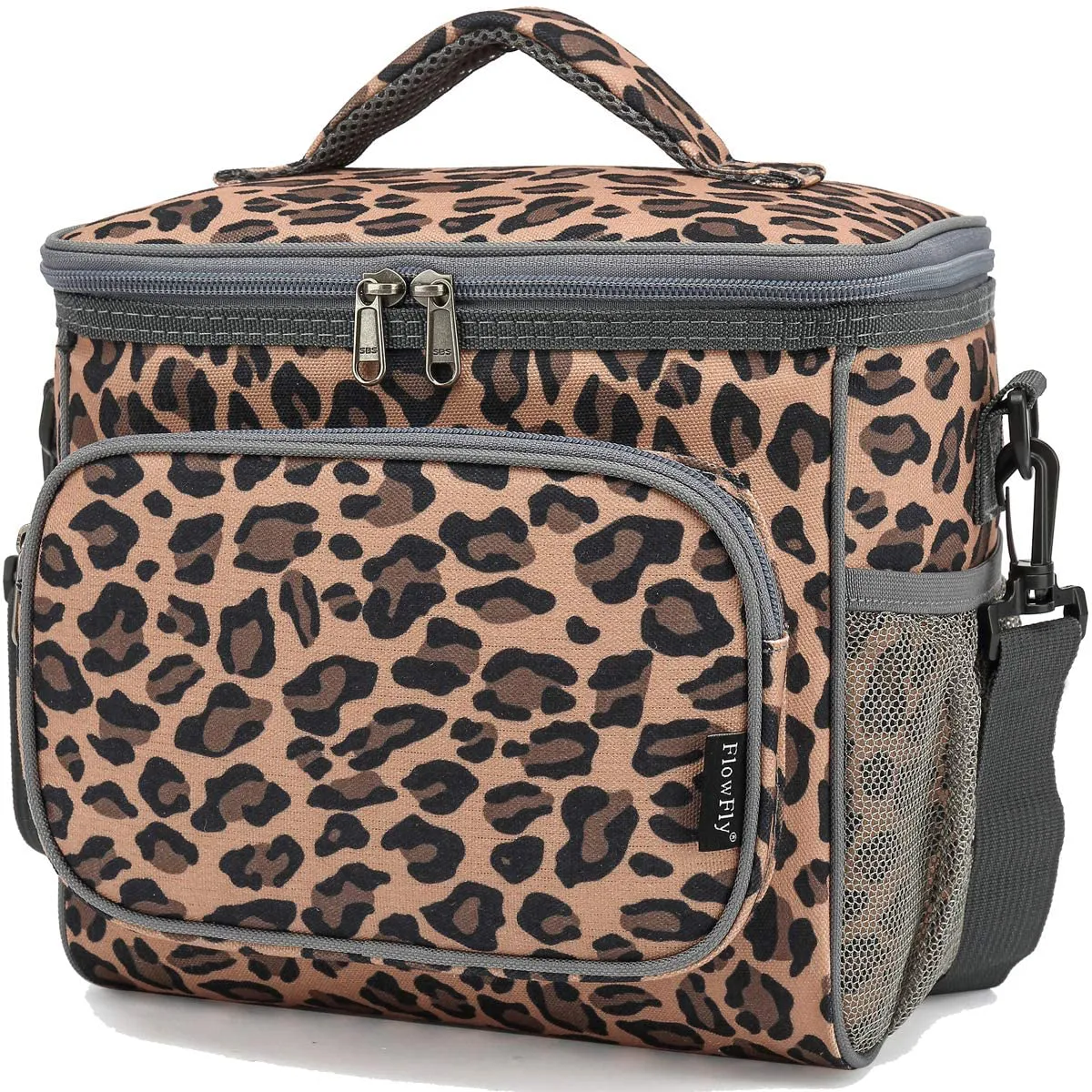 Rynx | Flowfly Insulated Reusable Lunch Bag Adult Large Lunch Box For Women And Men With Adjustable Shoulder Strap Front Zipper Pocket And Double Large Mesh Pockets On The Side, Heart