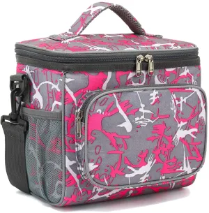 Rynx | Flowfly Insulated Reusable Lunch Box Adult Large Lunch Box For Women And Men With Adjustable Shoulder Strap Front Zipper Pocket And Double Large Mesh Pocket On The Side, Multi