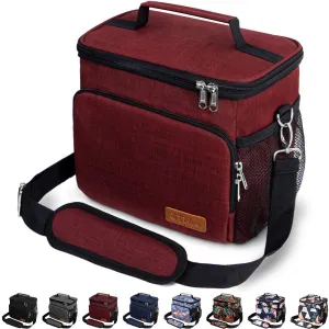 Rynx | Insulated Lunch Bag For Women/Men - Reusable Lunch Box For Office Work School Picnic Beach - Leakproof Cool Bag Freezer Safe Lunch Bag With Adjustable Shoulder Strap For Children/Adults - Burgundy Red