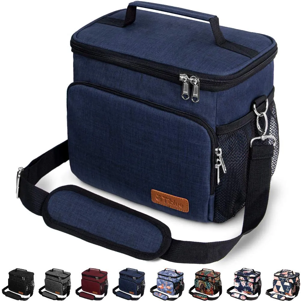 Rynx | Insulated Lunch Bag For Women/Men - Reusable Lunch Box For Office Work School Picnic Beach - Leakproof Cooler Tote Bag Freezable Lunch Bag With Adjustable Shoulder Strap For Kids/Adults - Navy Blue
