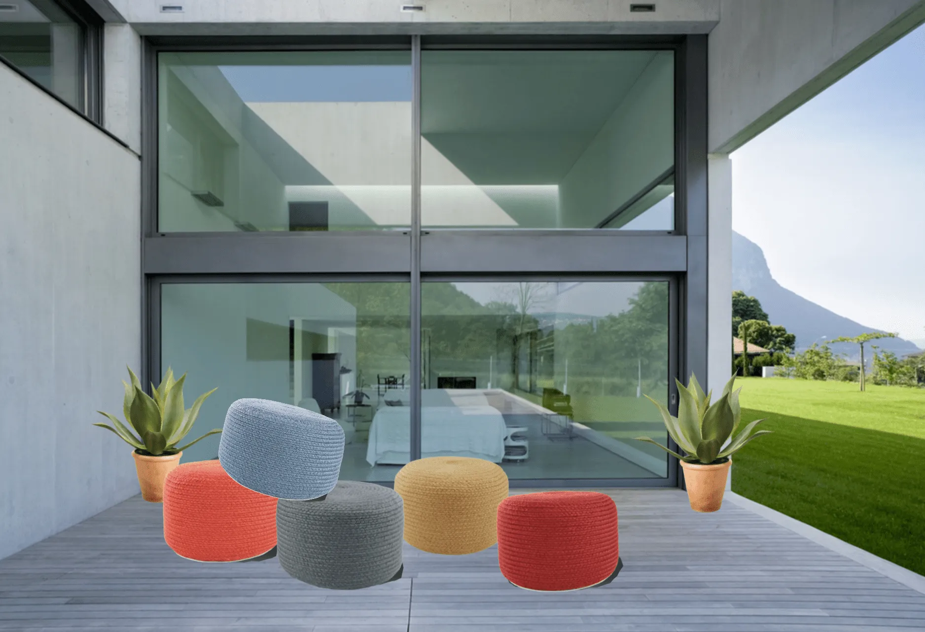 Sabal Solar Indoor/Outdoor Pouf - Multiple Colors