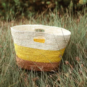 Sayan Raffia Handbag-Yellow/Beige