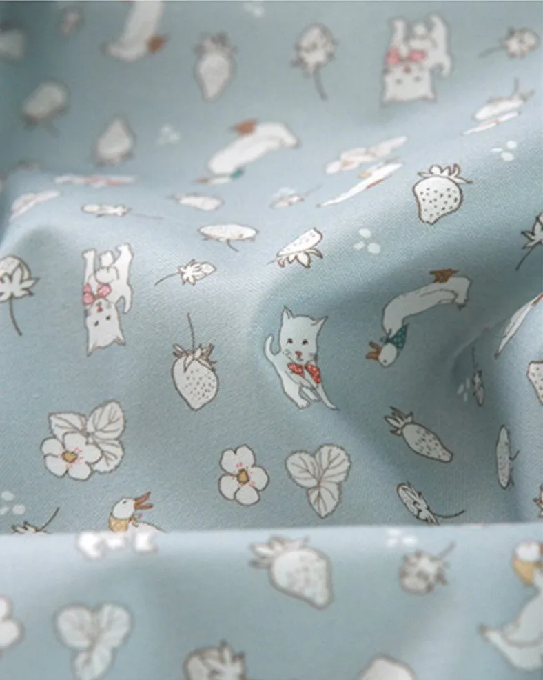 Sha Sha Picnic Cotton Fabric in Sky Blue - Quality Korean Fabric By the Yard / 51526