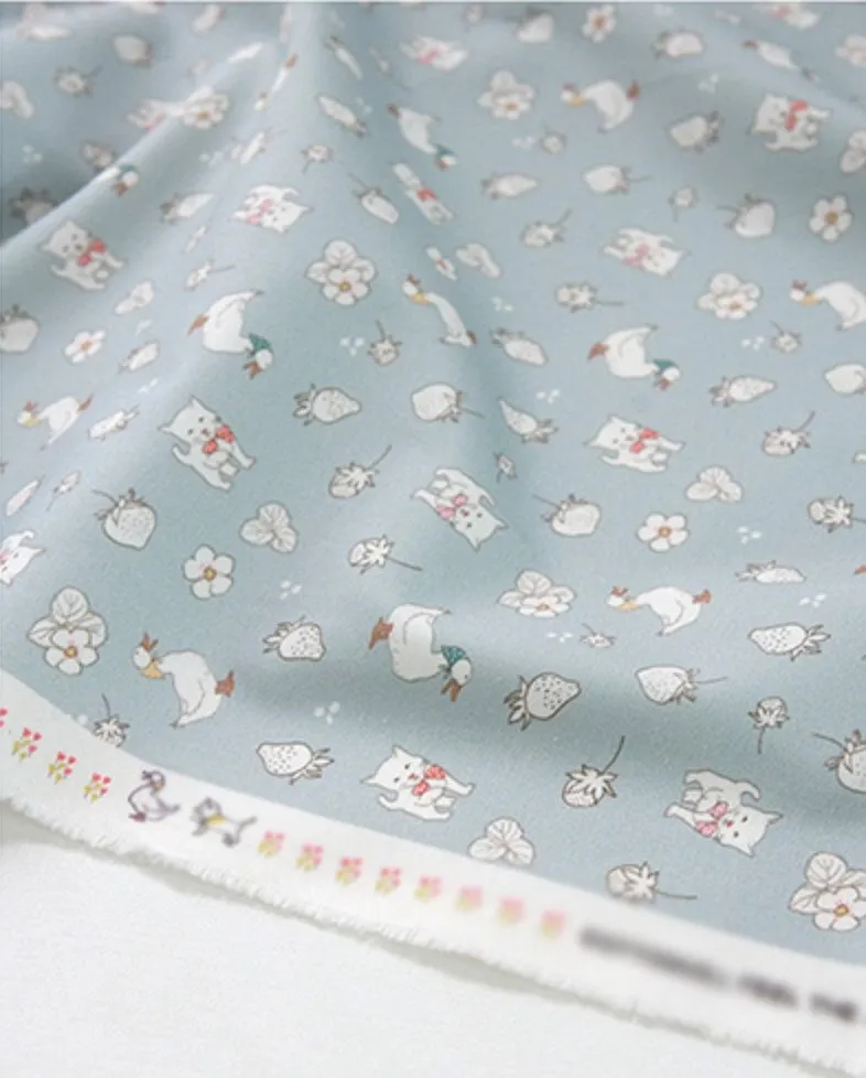 Sha Sha Picnic Cotton Fabric in Sky Blue - Quality Korean Fabric By the Yard / 51526