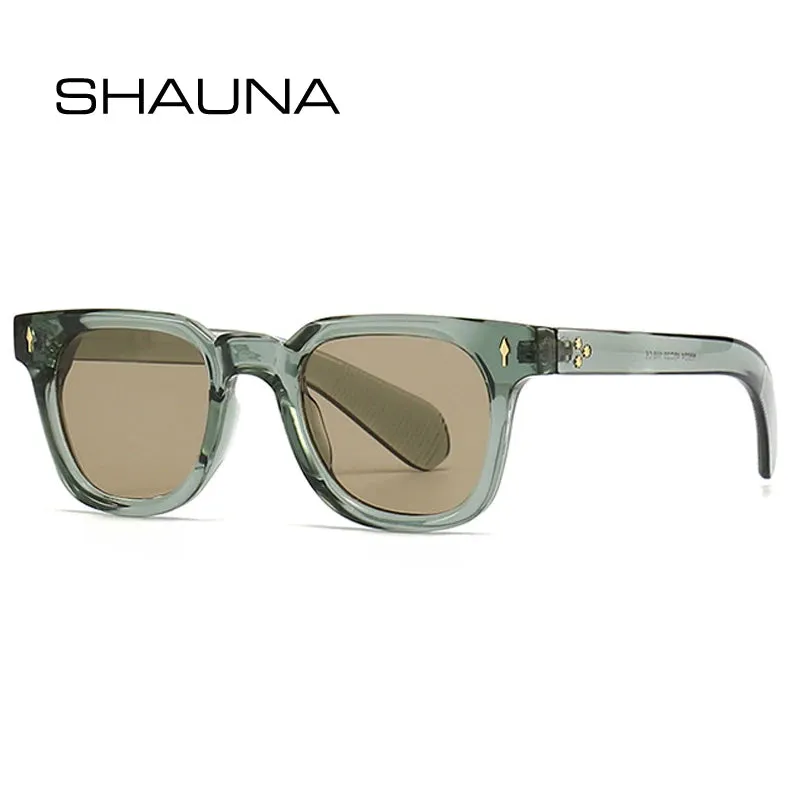 SHAUNA Retro Square Rivets Sunglasses