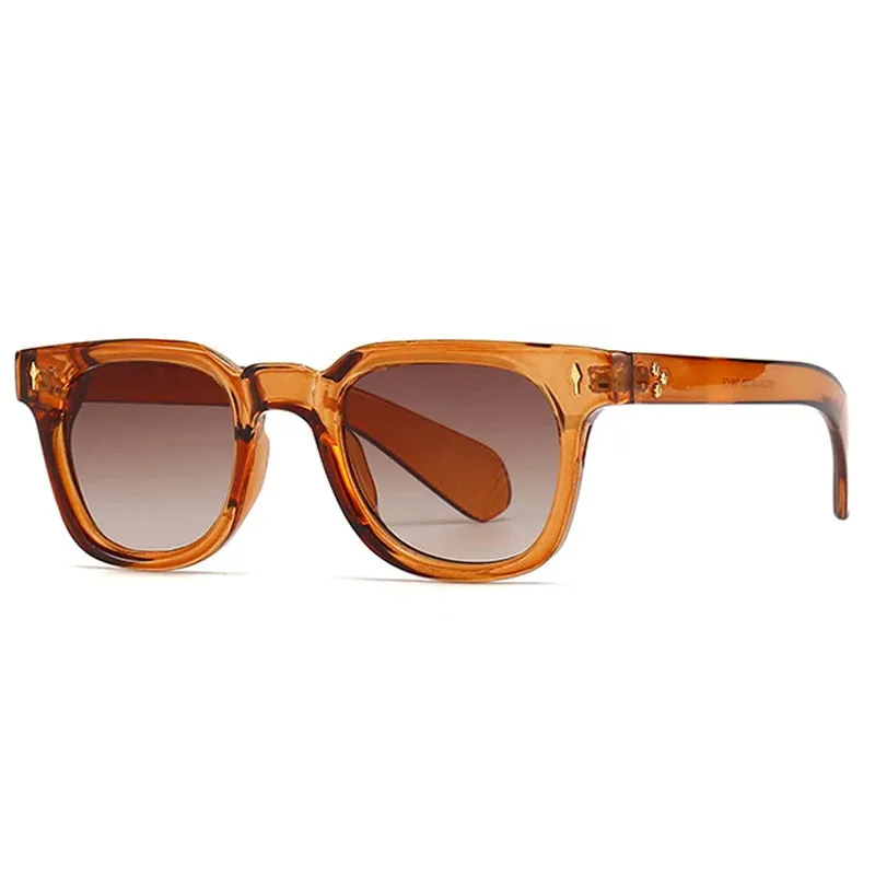 SHAUNA Retro Square Rivets Sunglasses