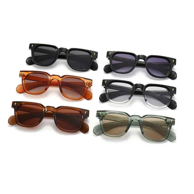 SHAUNA Retro Square Rivets Sunglasses