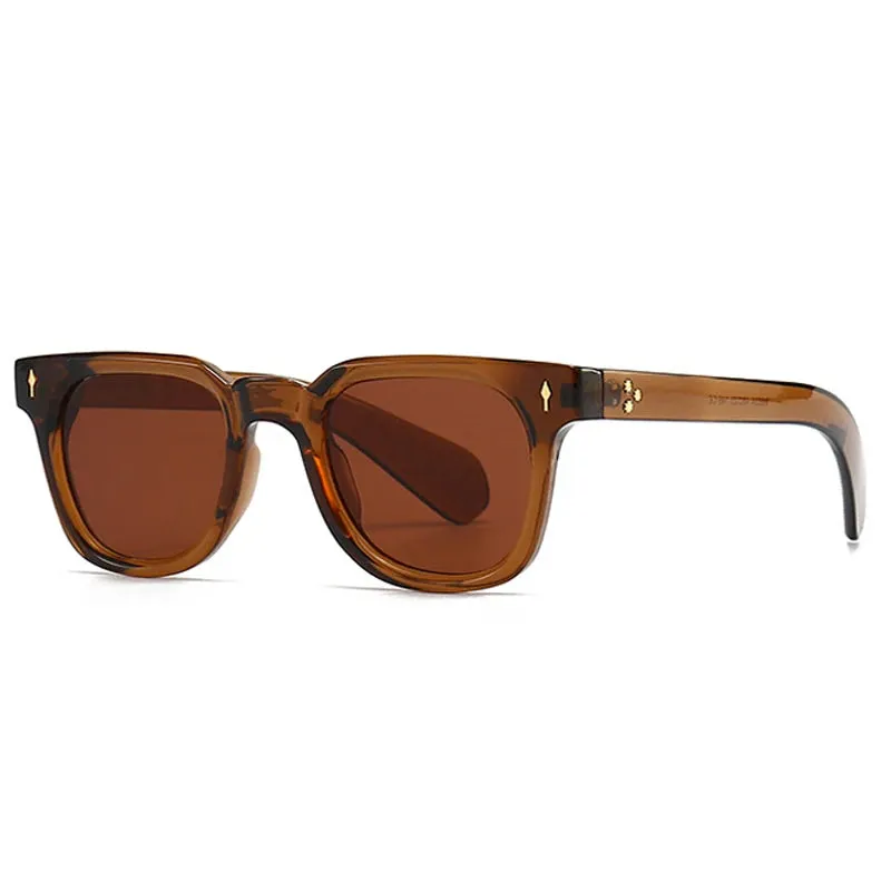 SHAUNA Retro Square Rivets Sunglasses