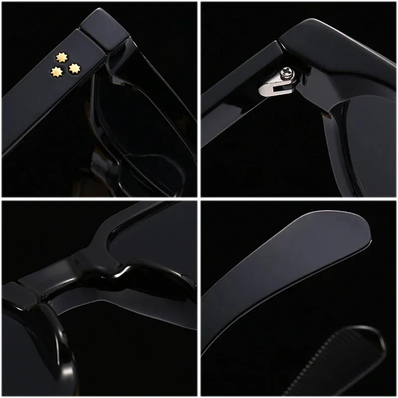 SHAUNA Retro Square Rivets Sunglasses