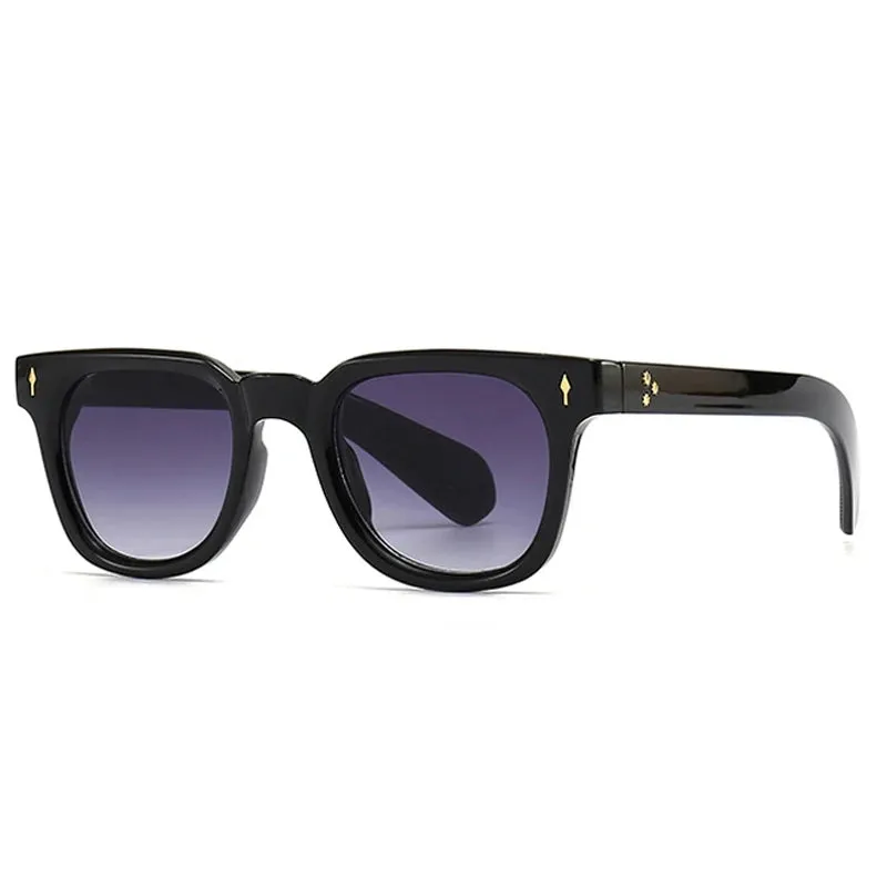 SHAUNA Retro Square Rivets Sunglasses