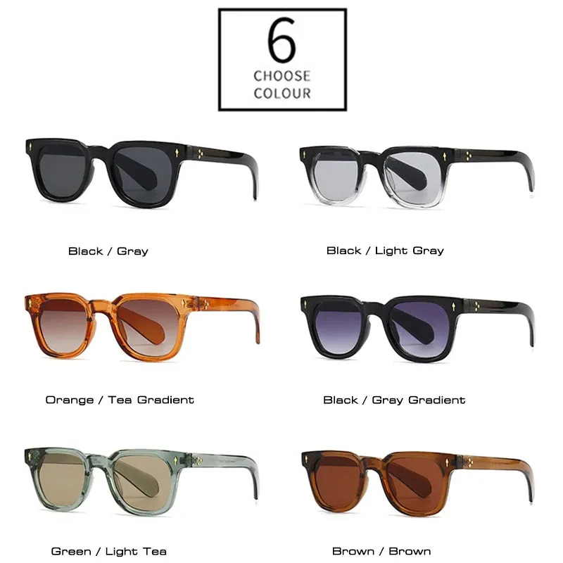SHAUNA Retro Square Rivets Sunglasses