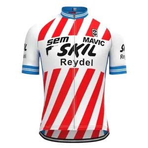 Skil-Sem Red Stripe Vintage Short Sleeve Cycling Jersey Top