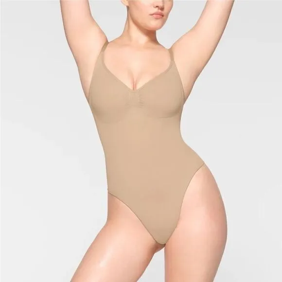 SKIMS Seamless Sculpt Shaping Seamless Thong Bodysuit In Clay Nude 4XL