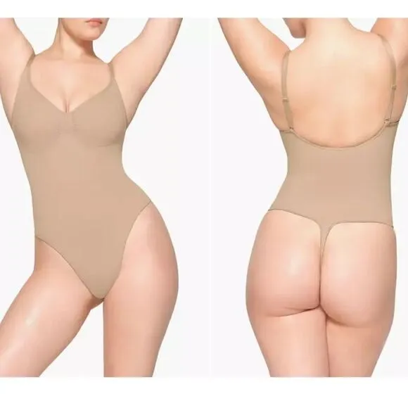SKIMS Seamless Sculpt Shaping Seamless Thong Bodysuit In Clay Nude 4XL